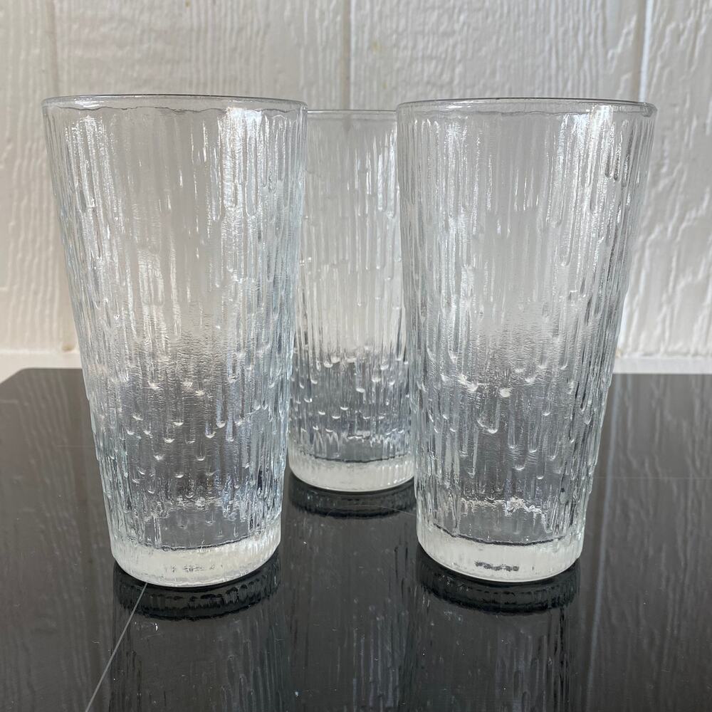 Finlandia Jeannette Icicle Tree Bark Tall Tumblers‎ PRISTINE